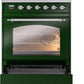 Ilve UPI304NMPEGC Nostalgie Ii 30 Inch Electric Freestanding Range In Emerald Green With Chrome Trim