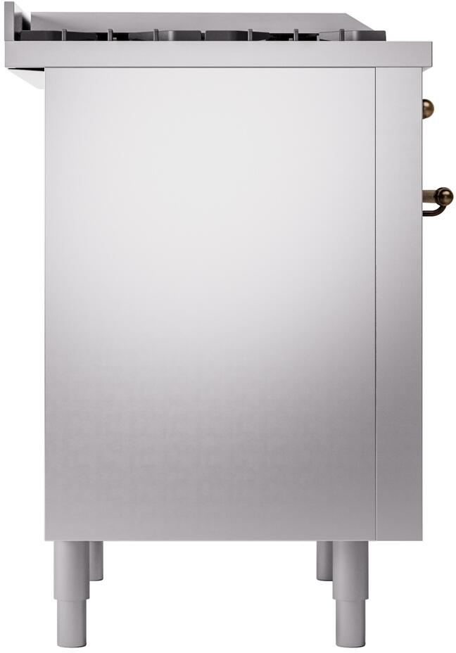 Ilve UP36FNMPSSB Nostalgie Ii 36 Inch Dual Fuel Natural Gas Freestanding Range In Stainless Steel With Bronze Trim