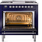 Ilve UP36FNMPMBCLP Nostalgie Ii 36 Inch Dual Fuel Liquid Propane Freestanding Range In Blue With Chrome Trim