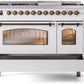 Ilve UP48FNMPWHBLP Nostalgie Ii 48 Inch Dual Fuel Liquid Propane Freestanding Range In White With Bronze Trim