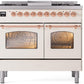 Ilve UPD40FNMPAWPLP Nostalgie Ii 40 Inch Dual Fuel Liquid Propane Freestanding Range In Antique White With Copper Trim