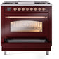 Ilve UP36FNMPBUP Nostalgie Ii 36 Inch Dual Fuel Natural Gas Freestanding Range In Burgundy With Copper Trim