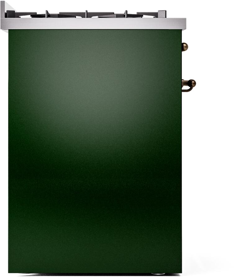 Ilve UP30NMPEGBLP Nostalgie Ii 30 Inch Dual Fuel Liquid Propane Freestanding Range In Emerald Green With Bronze Trim