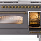 Ilve UP48FNMPMGGLP Nostalgie Ii 48 Inch Dual Fuel Liquid Propane Freestanding Range In Matte Graphite With Brass Trim