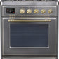 Ilve UM30DNE3SSG Majestic Ii 30 Inch Dual Fuel Natural Gas Freestanding Range In Stainless Steel With Brass Trim