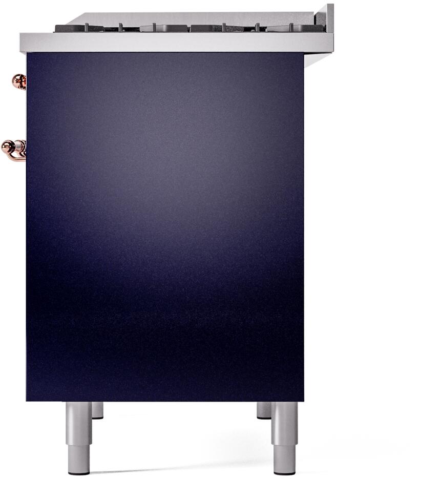 Ilve UPD40FNMPMBP Nostalgie Ii 40 Inch Dual Fuel Natural Gas Freestanding Range In Blue With Copper Trim