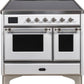 Ilve UMDI10NS3WHC Majestic Ii 40 Inch Electric Freestanding Range In White With Chrome Trim