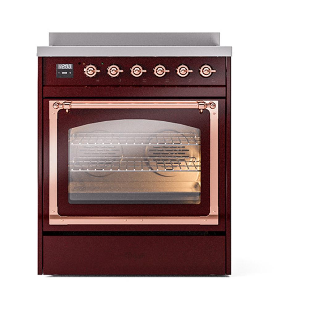 Ilve UNI304NMPBUP Ilve Uni304Nmpbup Nostalgie Ii Noblesse 30" Induction Range (Triple Glass Door, Burgundy, Copper)