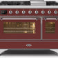 Ilve UM12FDNS3BUCLP Majestic Ii 48 Inch Dual Fuel Liquid Propane Freestanding Range In Burgundy With Chrome Trim