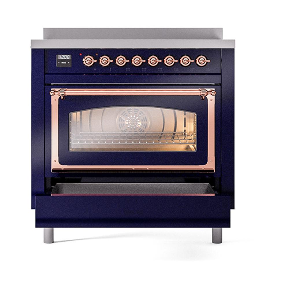 Ilve UNI366NMPMBP Ilve Uni366Nmpmbp Nostalgie Ii Noblesse 36" Induction Range (Triple Glass Door, Midnight Blue, Copper)