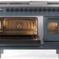 Ilve UP48FNMPBGBLP Nostalgie Ii 48 Inch Dual Fuel Liquid Propane Freestanding Range In Blue Grey With Bronze Trim