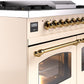 Ilve UPD40FNMPAWG Nostalgie Ii 40 Inch Dual Fuel Natural Gas Freestanding Range In Antique White With Brass Trim