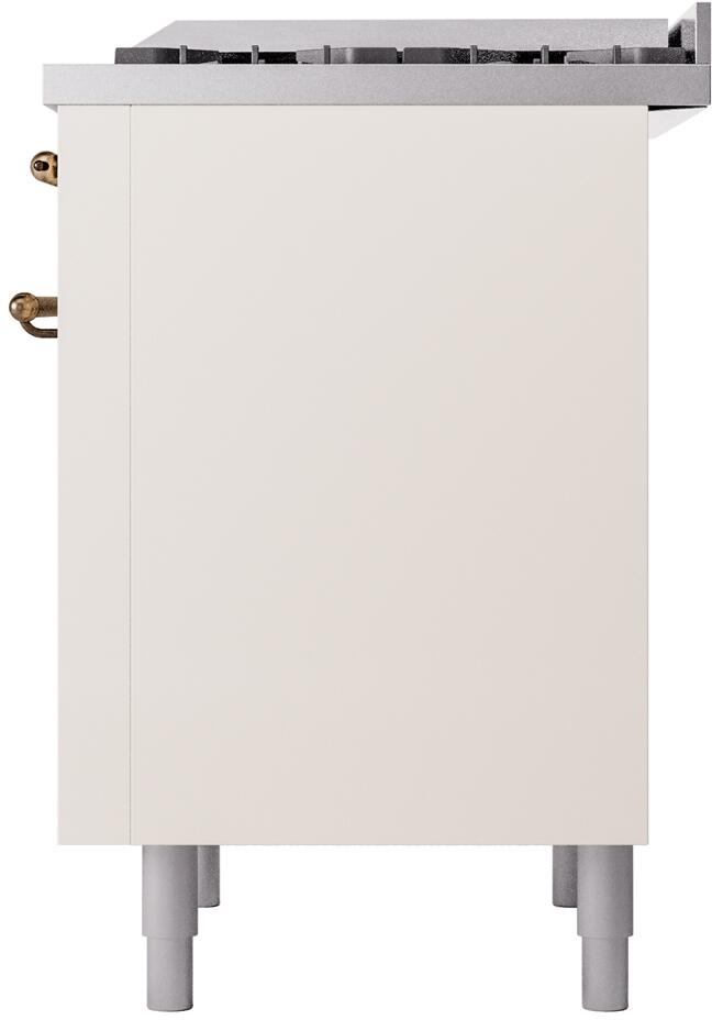 Ilve UP36FNMPAWBLP Nostalgie Ii 36 Inch Dual Fuel Liquid Propane Freestanding Range In Antique White With Bronze Trim