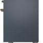 Ilve UPDI406NMPBGG Nostalgie Ii 40 Inch Electric Freestanding Range In Blue Grey With Brass Trim