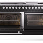 Ilve UP60FWMPBK Professional Plus Ii 60 Inch Dual Fuel Natural Gas Freestanding Range In Glossy Black With Trim