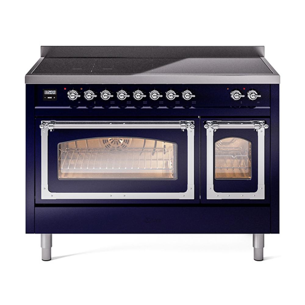 Ilve UNI486NMPMBC Ilve Uni486Nmpmbc Nostalgie Ii Noblesse 48" Induction Range (Triple Glass Door, Midnight Blue, Chrome)