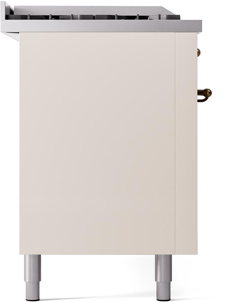 Ilve UP60FSNMPAWBLP Nostalgie Ii 60 Inch Dual Fuel Liquid Propane Freestanding Range In Antique White With Bronze Trim