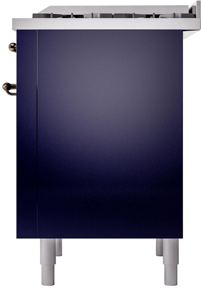 Ilve UP36FNMPMBB Nostalgie Ii 36 Inch Dual Fuel Natural Gas Freestanding Range In Blue With Bronze Trim