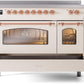 Ilve UPI486NMPAWP Nostalgie Ii 48 Inch Electric Freestanding Range In Antique White With Copper Trim