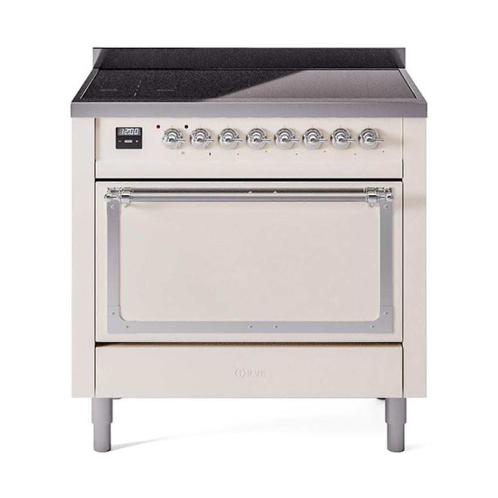 Ilve UNI366QNMPAWC Ilve Uni366Qnmpawc Nostalgie Ii Noblesse 36" Induction Range (Solid Door, Antique White, Chrome)