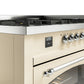 Ilve UP60FNMPAWC Nostalgie Ii 60 Inch Dual Fuel Natural Gas Freestanding Range In Antique White With Chrome Trim