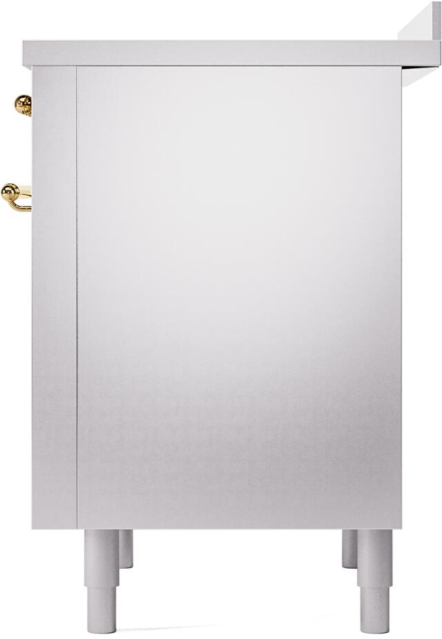 Ilve UPI366NMPSSG Nostalgie Ii 36 Inch Electric Freestanding Range In Stainless Steel With Brass Trim