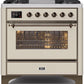 Ilve UM09FDNS3AWBLP Majestic Ii 36 Inch Dual Fuel Liquid Propane Freestanding Range In Antique White With Bronze Trim