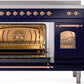 Ilve UPI486NMPMBP Nostalgie Ii 48 Inch Electric Freestanding Range In Blue With Copper Trim