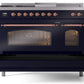 Ilve UP48FSNMPMBP Nostalgie Ii 48 Inch Dual Fuel Natural Gas Freestanding Range In Blue With Copper Trim