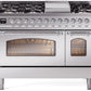 Ilve UP48FNMPSSC Nostalgie Ii 48 Inch Dual Fuel Natural Gas Freestanding Range In Stainless Steel With Chrome Trim