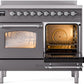 Ilve UPDI406NMPMGC Nostalgie Ii 40 Inch Electric Freestanding Range In Matte Graphite With Chrome Trim