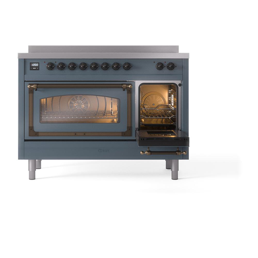 Ilve UNI486NMPBGB Ilve Uni486Nmpbgb Nostalgie Ii Noblesse 48" Induction Range (Triple Glass Door, Blue Grey, Burnished)