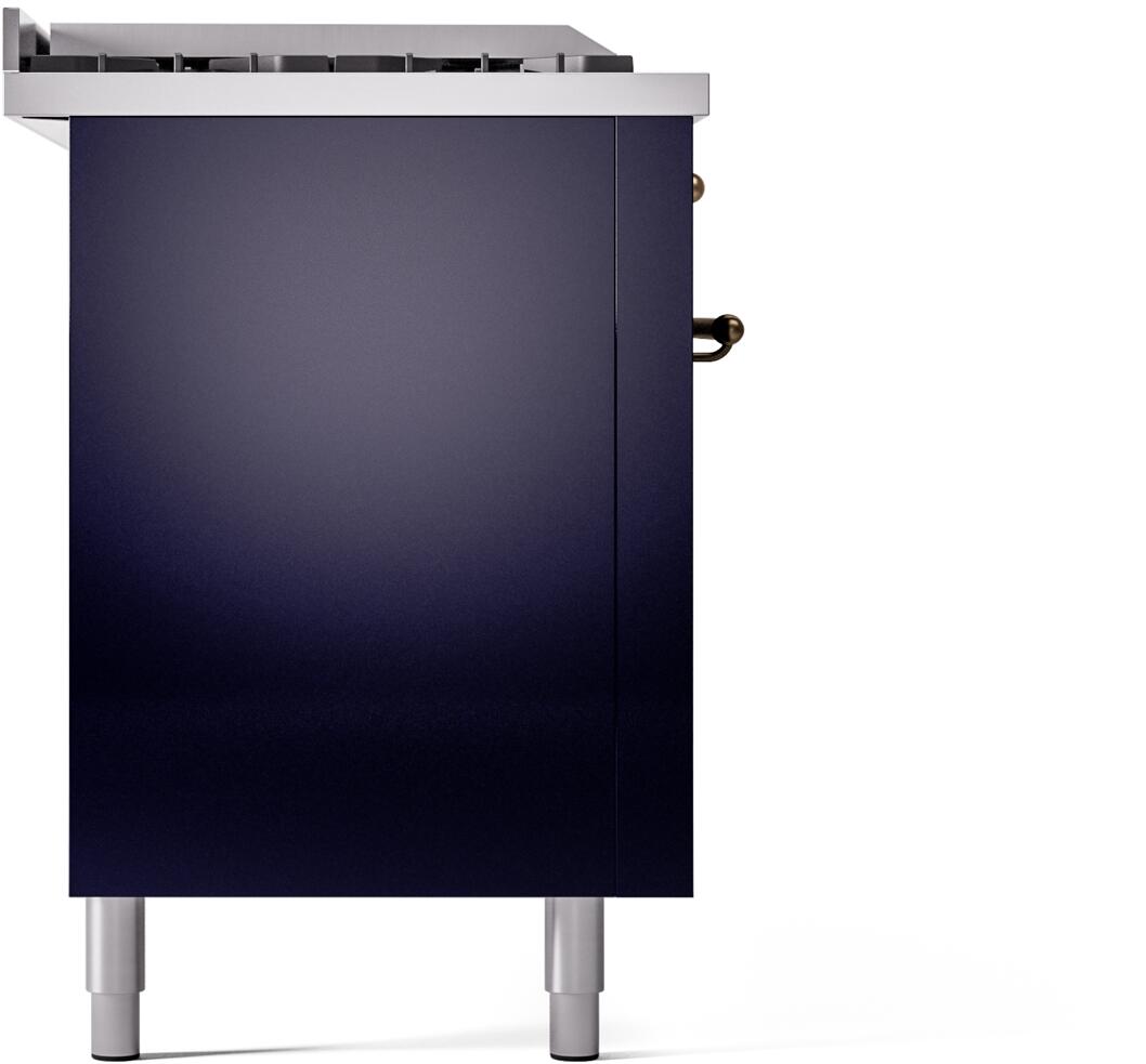 Ilve UP60FSNMPMBB Nostalgie Ii 60 Inch Dual Fuel Natural Gas Freestanding Range In Blue With Bronze Trim