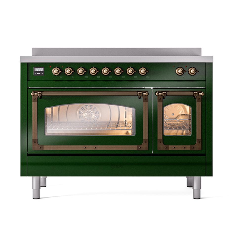 Ilve UNI486NMPEGB Ilve Uni486Nmpegb Nostalgie Ii Noblesse 48" Induction Range (Triple Glass Door, Emerald Green, Burnished)