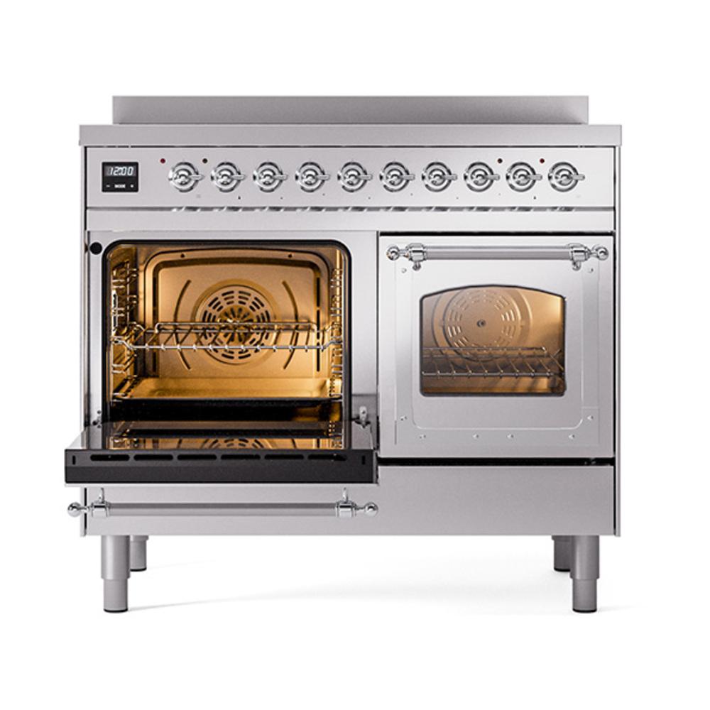 Ilve UNDI406NMPSSC Ilve Undi406Nmpssc Nostalgie Ii Noblesse 40" Induction Range (Triple Glass Door, Stainless Steel, Chrome)