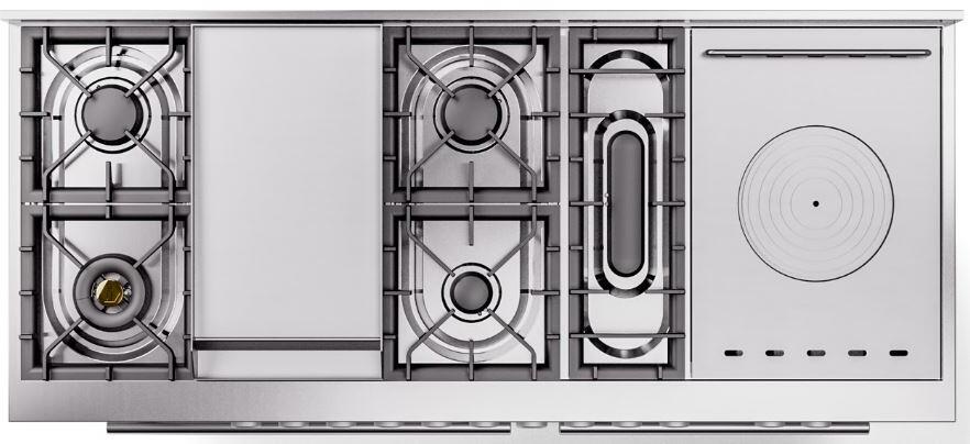 Ilve UP60FSWMPBG Professional Plus Ii 60 Inch Dual Fuel Natural Gas Freestanding Range In Blue Grey With Trim