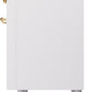 Ilve UP36FNMPWHGLP Nostalgie Ii 36 Inch Dual Fuel Liquid Propane Freestanding Range In White With Brass Trim