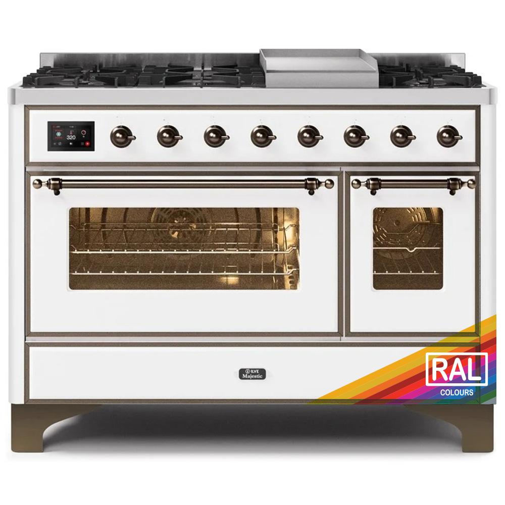 Ilve UM12FDNS3RABLP Ilve Majestic Ii 48 Um12Fdns3Rab Freestanding Dual Fuel Range With 8 Sealed Burners Yes Double Oven With Triple Glass Door In Ral Color With Bronze Knobs