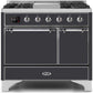 Ilve UMD10FDQNS3MGC Majestic Ii 40 Inch Dual Fuel Natural Gas Freestanding Range In Matte Graphite With Chrome Trim