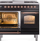 Ilve UPD40FNMPBKP Nostalgie Ii 40 Inch Dual Fuel Natural Gas Freestanding Range In Glossy Black With Copper Trim