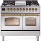 Ilve UPD40FNMPSSGLP Nostalgie Ii 40 Inch Dual Fuel Liquid Propane Freestanding Range In Stainless Steel With Brass Trim