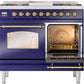 Ilve UPD40FNMPMBGLP Nostalgie Ii 40 Inch Dual Fuel Liquid Propane Freestanding Range In Blue With Brass Trim