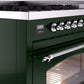 Ilve UP48FNMPEGCLP Nostalgie Ii 48 Inch Dual Fuel Liquid Propane Freestanding Range In Emerald Green With Chrome Trim