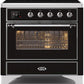 Ilve UMI09NS3BKC Majestic Ii 36 Inch Electric Freestanding Range In Glossy Black With Chrome Trim