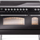 Ilve UPI486NMPBKC Nostalgie Ii 48 Inch Electric Freestanding Range In Glossy Black With Chrome Trim