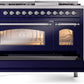 Ilve UP48FNMPMBC Nostalgie Ii 48 Inch Dual Fuel Natural Gas Freestanding Range In Blue With Chrome Trim