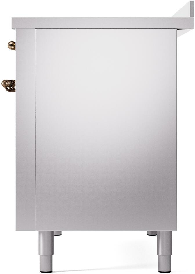 Ilve UPI486NMPSSB Nostalgie Ii 48 Inch Electric Freestanding Range In Stainless Steel With Bronze Trim