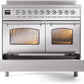 Ilve UPDI406NMPSSC Nostalgie Ii 40 Inch Electric Freestanding Range In Stainless Steel With Chrome Trim