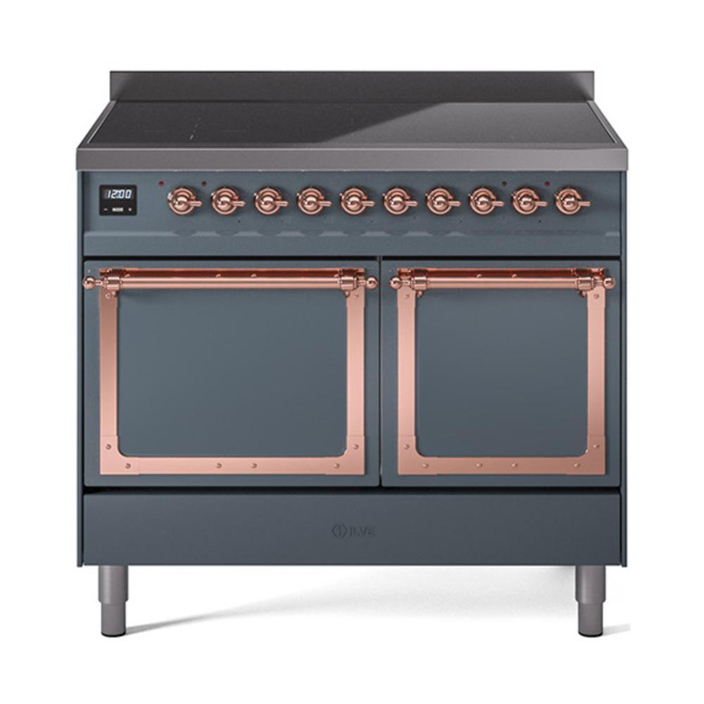 Ilve UNDI406QNMPBGP Ilve Undi406Qnmpbgp Nostalgie Ii Noblesse 40" Induction Range (Solid Door, Blue Grey, Copper)