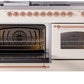 Ilve UP60FSNMPAWP Nostalgie Ii 60 Inch Dual Fuel Natural Gas Freestanding Range In Antique White With Copper Trim